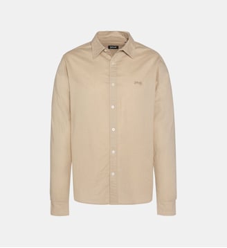 Chemise coton/lin à manches longues - Schott - Beige