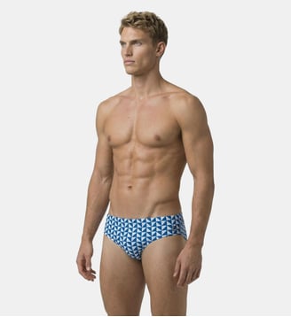 Slip De Bain À Motif Géométrique - Ron Dorff - Bleu