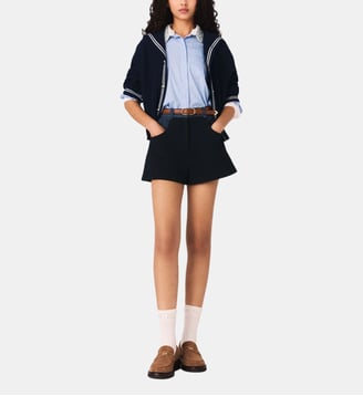 Short en tweed et détails denim - Maje - Marine