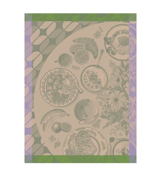 Torchon Brunch Gourmand 100% coton - Le Jacquard Francais - Vert kaki