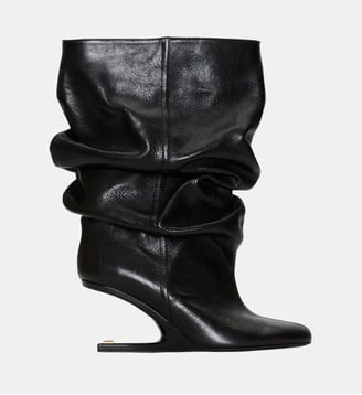 Bottines No Wedge en cuir texturé - Balmain - Noir