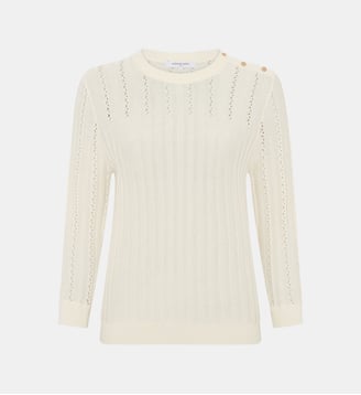 Pull ajouré à boutons dorés - LHENA - Gerard Darel - Écru