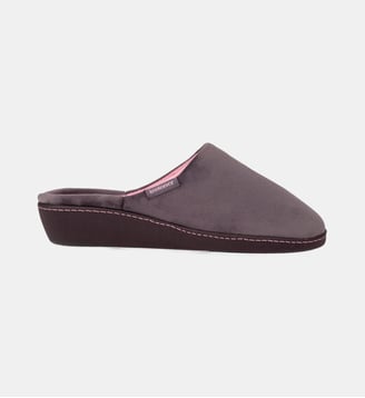 Chaussons Mules ultra doux, ultra confort talon de 4 cm - Isotoner - Gris foncé