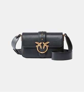 Sac à épaule souple mini love bag en cuir - Pinko - Noir or antique