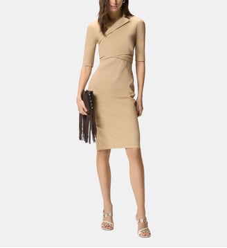 Robe midi ajustée avec nœud - Pinko - Beige