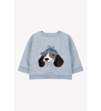 Pull -  horizon coton imprimé chien - Tartine Et Chocolat - Bleu