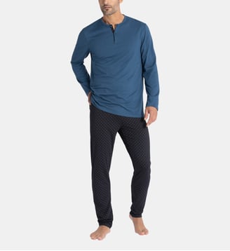 Pyjama imprimé en Coton Modal - Impetus - Bleu marine