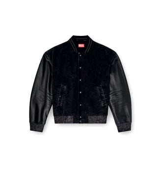 Veste bomber en denim et cuir - Diesel - Noir