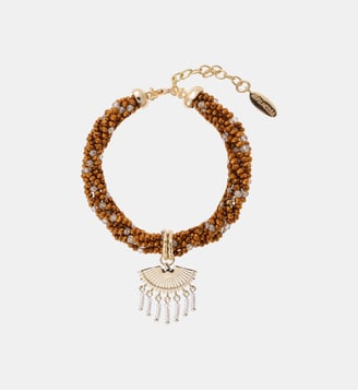 Bracelet de perles torsadées réglable avec pendentif NALI - Hipanema - Doré
