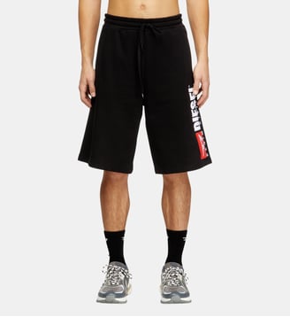 Short en polaire avec maxi écusson logo - Diesel - Noir