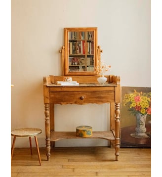 Coiffeuse ancienne restaurée Louise N°309- Produit chiné - Debongout - Bois foncé
