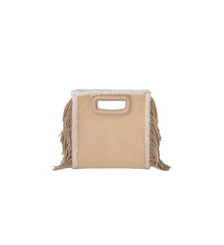 Sac M en suède et effet fourrure - Maje - Beige