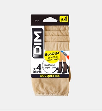 Lot de 4 socquettes 27D ECODIM - Dim - Beige