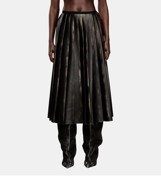 Jupe à demi-longueur plissée effet usé - Diesel - Noir marron