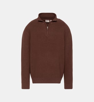 Pull camionneur en maille texturée - Schott - Chocolat