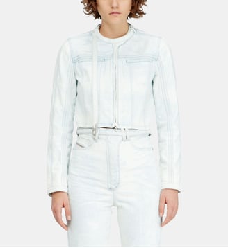 Veste courte en jean satiné bleu glacier - Diesel - Bleu clair