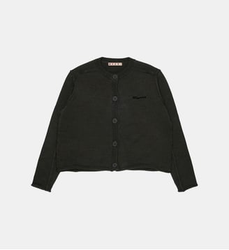 Cardigan en maille avec logo - Marni - Gris foncé