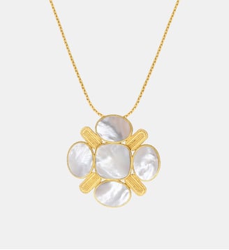 Collier sautoir   doré à l'or fin - Ashanti - Satellite - Blanc
