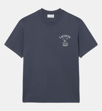 T-shirt jersey coton broderie - Lacoste - Gris foncé