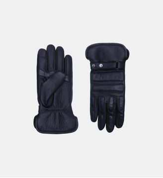 Marvin Gants Homme en Cuir Doublés Alpaga - Agnelle - Noir navy et cuffbleu