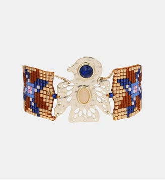 Bracelet réglable perles tissées cabochon oiseau SPICE - Hipanema - Indigo