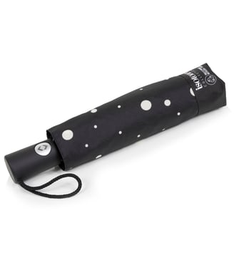 Parapluie solide, déperlant, à ouverture/ fermeture automatique - Isotoner - Pois noir et jaune