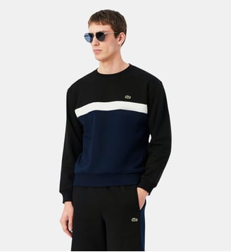Sweatshirt molleton color-block - Lacoste - Noir et bleu marine