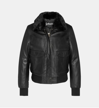 Blouson aviateur avec col effet fourrure amovible - Schott - Noir