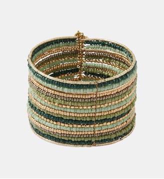 Manchette perles de rocaille vertes - Balaboosté - Vert