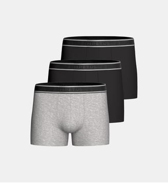 Lot de 3 Boxers en coton élasthanne - Impetus - Noir et gris