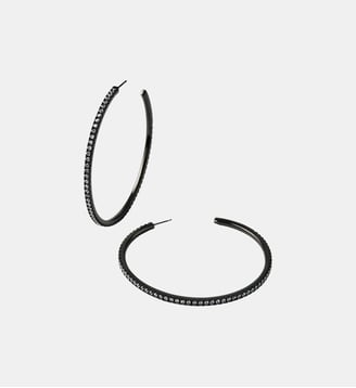 Grandes créoles ornées de cristaux avec finition gunmetal - Aristocrazy - Argenté