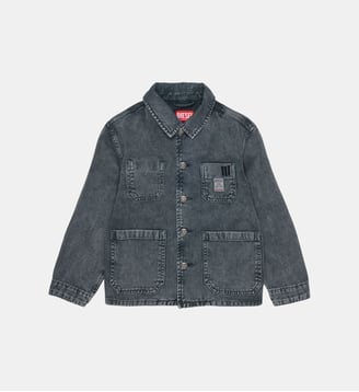 Veste en denim avec logo imprimé - Diesel Kids - Gris foncé