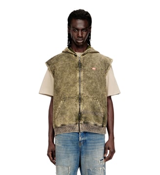 Sweat à capuche avec effet délavé et logo Diesel - Diesel - Marron clair