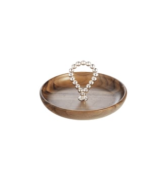 Silver-Plated and Walnut Bowl - 14 cm - PERLES - Christofle - Marron
