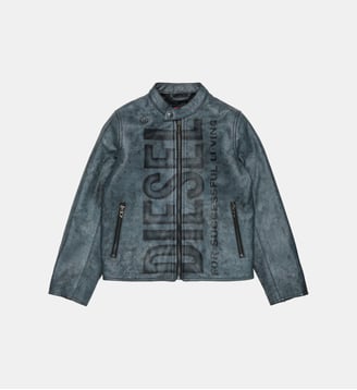 Veste biker avec logo imprimé - Diesel Kids - Noir