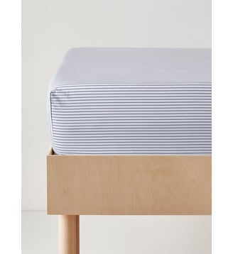 Drap-housse rayé "Esprit petit Jouy" - Cyrillus - Rayure bicolore bleu