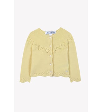 Cardigan - Mimosa laine maille ajourée - Tartine Et Chocolat - Jaune