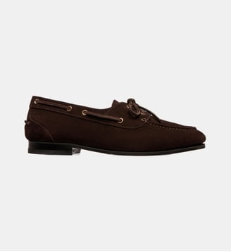 Mocassin plume en daim châtain - Bally - Black