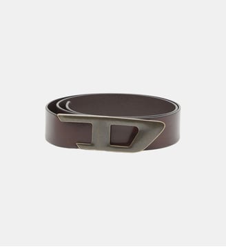 Ceinture 4 cm en cuir avec boucle D en métal - Diesel - Marron foncé