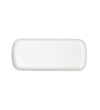 Plat à cake 37x16cm en porcelaine finition Platine - MALMAISON IMPÉRIALE - Christofle - Platine