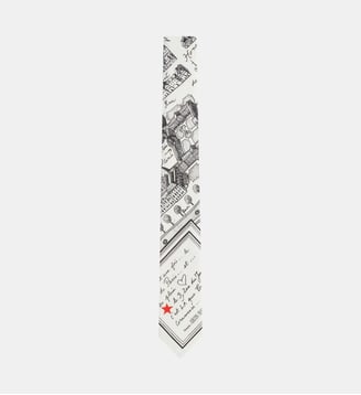 cravate sérigraphiée en coton - Agnès b. - Blanc