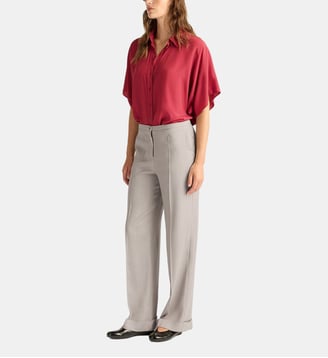 Pantalon liverpool en viscose/laine unie - Momonì - Sable