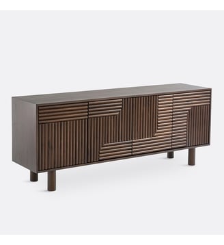 Buffet 4 portes pin massif - La Redoute Interieurs - Bois foncé