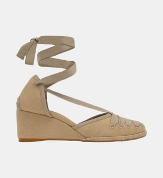 Espadrilles compensées en coton à lacets CORCEGA - Castaner - Sable