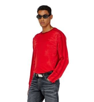 T-shirt à manches longues avec effet froissé - Diesel - Rouge
