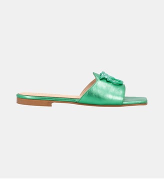 Mules plates en cuir lamé - Pinko - Vert