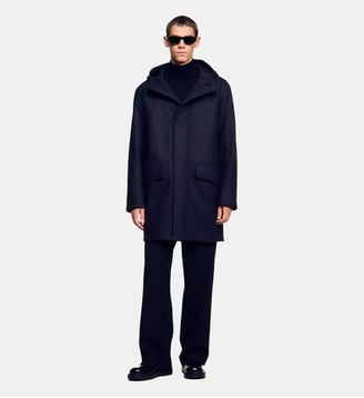 Parka en laine et cachemire - Sandro - Marine