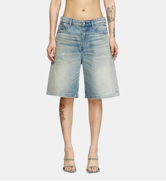 Short en denim effet vieilli - Diesel - Bleu clair