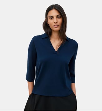 T-shirt tmarjorie - Motif uni - Caroll - Bleu marine