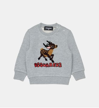 Sweat-shirt à col ras du cou avec imprimé fauve - Dsquared2 - Gris clair